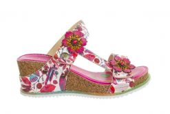 Klapki Laura Vita Bonito 22 Fushia 202047, Różowy, Skóra naturalna - 38. Czerwone klapki damskie Laura Vita, z aplikacjami, z materiału, eleganckie, bez obcasa, na koturnie. W wyprzedaży za 224.10 zł.