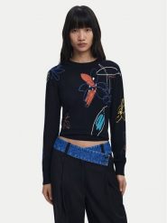 Desigual Sweter Arty 25WWJF33 Czarny Regular Fit. Czarne swetry damskie Desigual, xl, bez wzorów, z wiskozy, bez kołnierzyka, bez ramiączek, bez kaptura. Za 219.99 zł.