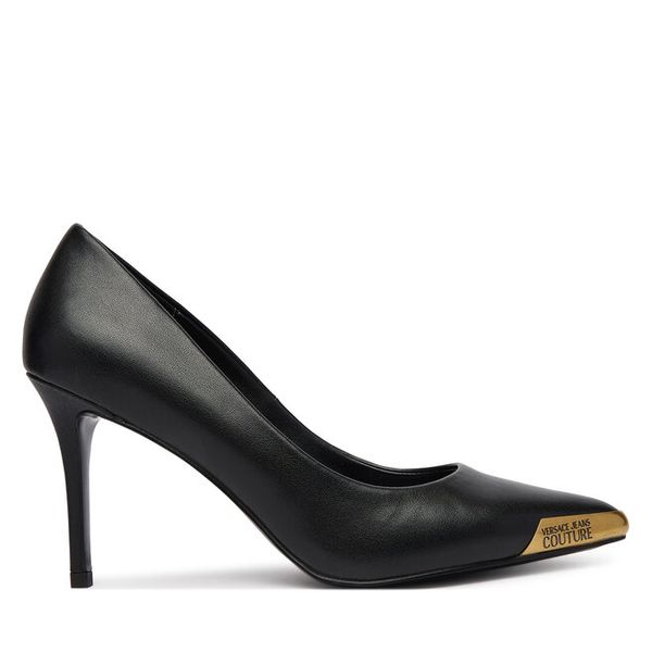 Szpilki Versace Jeans Couture. Czarne szpilki damskie Versace Jeans Couture, bez wzorów, z jeansu, bez obcasa, bez zapięcia. Za 677.99 zł.