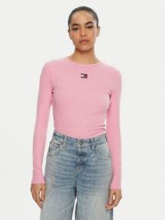 Tommy Jeans Bluzka DW0DW20178 Różowy Slim Fit. Czerwone bluzki damskie Tommy Jeans, m, bez wzorów, z bawełny, bez kołnierzyka, bez ramiączek. Za 189.99 zł.