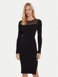 Morgan Sukienka dzianinowa 252-RMAN Czarny Slim Fit. Czarne sukienki damskie Morgan, xl, bez wzorów, z dzianiny, bez kołnierzyka, bez ramiączek. Za 365.49 zł.
