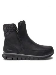 Skechers Botki Synergy - Lovely Collab 167941 Czarny. Czarne botki damskie Skechers, ze skóry, bez obcasa, na płaskiej podeszwie, bez zapięcia. Za 289.99 zł.