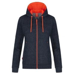 Damska bluza Loap Edita niebieska. Niebieskie bluzy damskie LOOP, na zimę, bez wzorów, eleganckie, bez kołnierzyka, bez ramiączek, z kapturem. Za 195.99 zł.