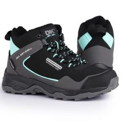 Buty damskie ocieplane Softshell DK SAURON. Czarne obuwie sportowe damskie DK, bez wzorów, z softshellu, trekkingowe. W wyprzedaży za 219.00 zł.