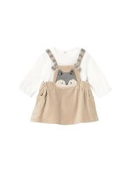 Mayoral Sukienka codzienna 2802 Beżowy Regular Fit. Brązowe sukienki dla dziewczynek Mayoral, bez wzorów, z bawełny, bez ramiączek. Za 119.99 zł.