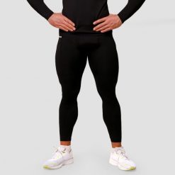 Legginsy męskie fitness kompresyjne czarne Mid. Czarne legginsy sportowe męskie GYMBEAM, m, bez wzorów, z elastanu, do biegania. Za 114.90 zł.