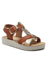 Geox Sandały J Sandal Costarei Gi J45EAG 05404 C5B2U M Beżowy. Brązowe sandały dziewczęce Geox, ze skóry, bez zapięcia. Za 169.99 zł.