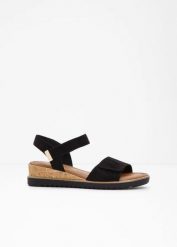 Sandały marki Tamaris na koturnie. Czarne sandały damskie bonprix, bez wzorów, bez obcasa, na koturnie, bez zapięcia. Za 249.99 zł.