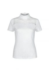 Koszulka jeździecka konkursowa damska EQUESTRIAN QUEEN Mia 2.0. Czarne t-shirty damskie EQUESTRIAN QUEEN, l, z aplikacjami, z koronki, eleganckie, bez kołnierzyka. Za 158.99 zł.