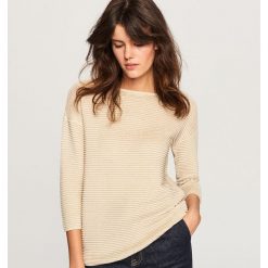 Sweter z błyszczącą nitką - Złoty. Żółte swetry damskie Reserved. Za 59.99 zł.