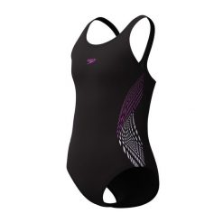 Strój kąpielowy dla dziewczynki treningowy Speedo Placement Muscleback. Czarne stroje kąpielowe dla dziewczynek Speedo, bez wzorów. Za 146.00 zł.