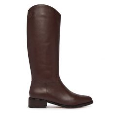 Kozaki LAUREN RALPH LAUREN. Brązowe kozaki damskie Lauren Ralph Lauren, bez obcasa, na płaskiej podeszwie. Za 1,599.00 zł.