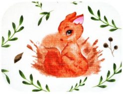 Pielucha tetra druk 70/80 Wiewiórka i liść zielony na białym tle 1 szt. 3697 Ega Kids. Białe kocyki dla dzieci Egakids. Za 8.26 zł.