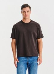 PAKO LORENTE - Brązowy t-shirt oversize. Brązowe t-shirty męskie Pako Lorente, xl, bez wzorów, z bawełny, bez kołnierzyka. Za 149.99 zł.