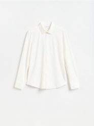 Strukturalna koszula super slim - złamana biel. Koszule męskie Reserved, l, bez wzorów, z dzianiny, bez kołnierzyka, bez ramiączek. Za 119.99 zł.
