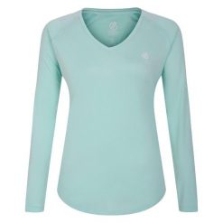 Koszulka sportowa z długim rękawem damska Discern. Zielone koszulki sportowe damskie Dare 2b, bez wzorów, bez kołnierzyka, bez ramiączek, trekkingowe. W wyprzedaży za 109.80 zł.