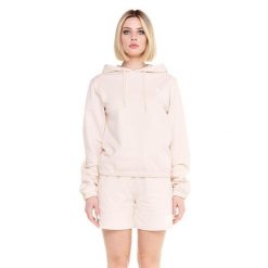 Krótka bluza z kapturem Chic Boxing. Brązowe bluzy sportowe damskie LEONE 1947 APPAREL, bez wzorów, z tkaniny, na fitness i siłownię. W wyprzedaży za 139.75 zł.