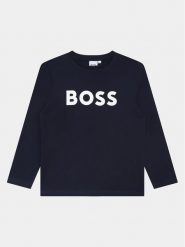 Boss Bluzka J25P25 D Granatowy Regular Fit. Niebieskie t-shirty dla chłopców Boss, bez wzorów, z bawełny, bez ramiączek. Za 439.99 zł.