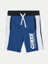 Guess Szorty sportowe L5RD01 KA6R4 Niebieski Regular Fit. Niebieskie szorty dla chłopców Guess, z aplikacjami, z bawełny, sportowe. Za 89.99 zł.