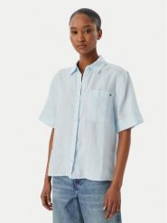 Tommy Hilfiger Koszula WW0WW48925 Niebieski jasny Relaxed Fit. Niebieskie bluzki damskie Tommy Hilfiger, s, bez wzorów, ze lnu, bez kołnierzyka, bez ramiączek. Za 409.99 zł.