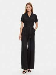 Guess Kombinezon W5GD97 WH6E0 Czarny Regular Fit. Czarne sukienki damskie Guess, s, z aplikacjami, bez kołnierzyka, bez ramiączek. Za 459.99 zł.