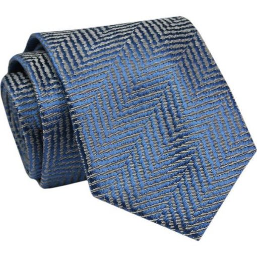 Elegancki, Klasyczny, Męski Krawat -ALTIES -Szaroniebieski, Jodełka. Niebieskie krawaty i muchy Alties, bez wzorów, z tkaniny, eleganckie. Za 49.00 zł.