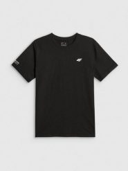 4F T-shirt regular gładki męski - czarny L. Czarne t-shirty męskie 4f, l, bez wzorów, z bawełny, bez kołnierzyka. Za 69.99 zł.