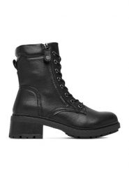 Clara Barson Trzewiki CEO-WS6396-05 Czarny. Czarne botki damskie Clara Barson, z materiału, bez obcasa, na płaskiej podeszwie, bez zapięcia. Za 159.99 zł.