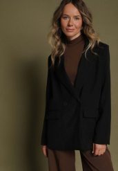 Czarna Dwurzędowa Marynarka w Stylu Oversize Clazara. Czarne żakiety damskie Born2be, l, bez wzorów, z jeansu. Za 139.99 zł.
