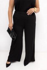 Czarne eleganckie spodnie damskie Elisa z prostą nogawką | PLUS SIZE OVERSIZE LATO. Czarne spodnie materiałowe damskie Moda Size Plus Iwanek, plus size, bez wzorów, z elastanu. Za 239.90 zł.