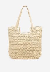 Beżowa Pleciona Torebka Shopper Feleindra. Brązowe torebki do ręki damskie Born2be, bez wzorów, z jeansu, klasyczne, bez dodatków. Za 79.99 zł.