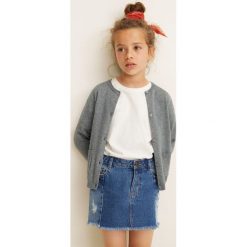 Mango Kids - Kardigan dziecięcy Emma 110-164 cm. Szare swetry dla dziewczynek Mango Kids, bez wzorów, z bawełny, bez kołnierzyka, bez ramiączek, bez kaptura. W wyprzedaży za 29.90 zł.