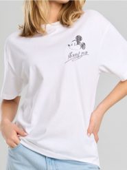 Koszulka z nadrukiem Mickey Mouse - biały. Białe t-shirty damskie Sinsay, l, bez wzorów, bez kołnierzyka. Za 29.99 zł.