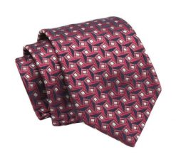 Klasyczny Krawat, Granatowo-Bordowy w Figury Geometryczne, Męski, 7cm -Angelo di Monti. Czerwone krawaty i muchy Angelo di Monti, bez wzorów, z tkaniny, eleganckie. Za 45.00 zł.