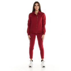 Bluza z zamek błyskawiczny na co dzień na siłownię. Czerwone bluzy damskie LEONE 1947 APPAREL, xl, bez wzorów, z bawełny, bez kaptura, na fitness i siłownię. W wyprzedaży za 261.02 zł.