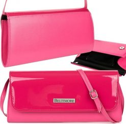 Beltimore Różowa Damska Torebka Kopertówka wieczorowa Beltimore W20. Czerwone kopertówki damskie Beltimore, bez wzorów, wizytowe, bez dodatków. Za 76.99 zł.