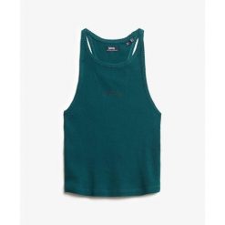 Tank top z plecami typu racer i logiem dla kobiet Superdry Essential. Zielone bielizna termoaktywna damska Superdry., bez wzorów, bez ramiączek. W wyprzedaży za 99.25 zł.