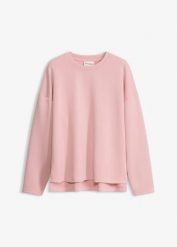 Bluza oversize z materiału scuba z mieszanki wiskozy. Czerwone bluzy damskie bonprix, bez wzorów, z wiskozy, bez kaptura. Za 94.99 zł.