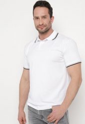 Biała Koszulka o Fasonie Polo z Guzikami Timarie. Białe koszulki polo męskie Born2be, m, bez wzorów, z dresówki, biznesowe, bez ramiączek. Za 64.99 zł.