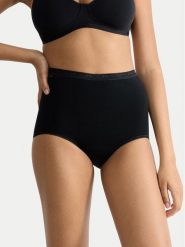 Sloggi Figi klasyczne z wysokim stanem Basic 10007656 Czarny. Czarne figi damskie Sloggi, bez wzorów, z bawełny. Za 79.99 zł.