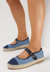 Niebieskie Espadryle na Jutowej Podeszwie z Paskiem Cuttia. Niebieskie espadryle damskie Born2be, na lato, bez wzorów, bez obcasa, bez zapięcia. Za 39.99 zł.