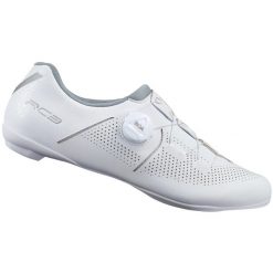 Rower szosowy - Buty rowerowe RC302W, białe. Białe obuwie sportowe damskie Shimano, bez wzorów, rowerowe. Za 511.00 zł.