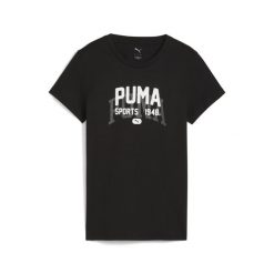 Damska koszulka z grafiką w uniwersyteckim stylu PUMA Black. Czarne obuwie sportowe damskie Puma, bez wzorów, na fitness i siłownię. Za 109.00 zł.