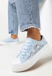 Niebieskie Ażurowe Trampki Przed Kostkę Russi. Niebieskie trampki i tenisówki damskie Born2be, w ażurowe wzory, z jeansu, przed kostkę, bez zapięcia. Za 79.99 zł.