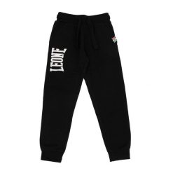 Nowe podstawowe spodnie dresowe dla chłopców. Czarne spodnie sportowe dla chłopców LEONE 1947 APPAREL, bez wzorów, z bawełny, sportowe, na fitness i siłownię. Za 77.89 zł.