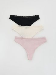 Majtki stringi 3 pack - czarny. Czarne stringi damskie Reserved, l, bez wzorów. Za 59.99 zł.