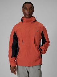 4F Kurtka trekkingowa membrana 10000 męska - pomarańczowa XXL. Brązowe kurtki męskie 4f, l, bez wzorów, z materiału, bez kaptura. Za 499.99 zł.