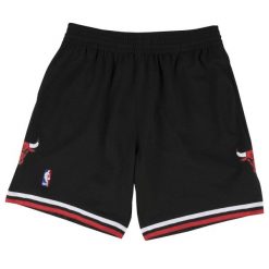 Spodenki nba Chicago Bulls. Czarne krótkie spodenki sportowe męskie Mitchell & Ness, m, bez wzorów, do koszykówki. Za 397.50 zł.