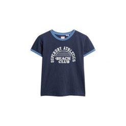 Damska koszulka w kontrastowym kolorze Superdry Athletic Essentials Beach. Niebieskie koszulki sportowe damskie Superdry., xs, bez wzorów, z bawełny, bez kołnierzyka, bez ramiączek. Za 141.85 zł.
