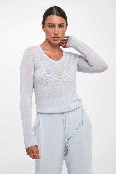 Sweter damski z wełny dziewiczej ELISABETTA FRANCHI. Swetry damskie Elisabetta Franchi, bez wzorów, z wełny, bez kołnierzyka, bez ramiączek, bez kaptura. Za 1,219.00 zł.